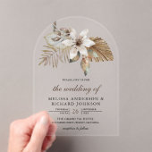 Invitations En Acrylique Boho Tropical Dried Palm Floral Wedding (In situ (ordinateur de poche))