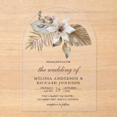 Invitations En Acrylique Boho Tropical Dried Palm Floral Wedding (Recto)