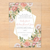 Invitations En Acrylique Boho Victorian Rose Mariage de cadre d'or géométri (Recto)