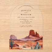 Invitations En Acrylique Boho Watercolor Desert Mariage (Recto)