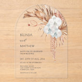 Invitations En Acrylique Boho Watercolor Flowers Clear Arch (Recto)