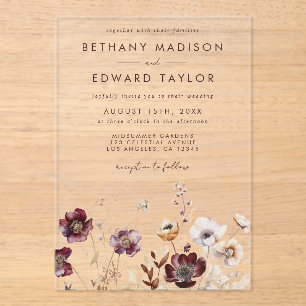 Invitations En Acrylique Boho Watercolor Mariage Floral