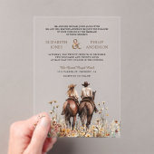Invitations En Acrylique Boho Western Couple Riding Horse Wedding (In situ (ordinateur de poche))