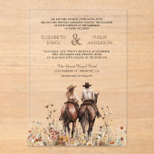 Invitations En Acrylique Boho Western Couple Riding Horse Wedding (Recto)