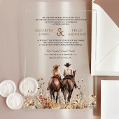 Invitations En Acrylique Boho Western Couple Riding Horse Wedding