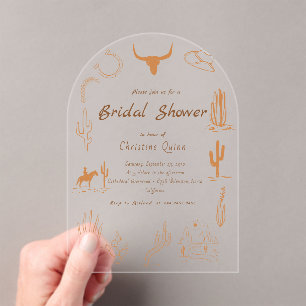 Invitations En Acrylique Boho Western Saddup Cowboy douche nuptiale Invita