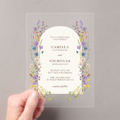 Invitations En Acrylique Boho Whimsical Fleur sauvage Arch Mariage (In situ (ordinateur de poche))