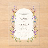Invitations En Acrylique Boho Whimsical Fleur sauvage Arch Mariage (Recto)