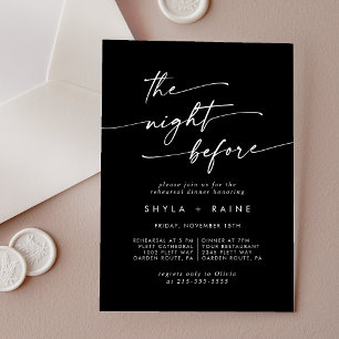 Invitations En Acrylique Boho White Black Night avant le dîner de répétitio