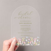 Invitations En Acrylique Boho Wildflower Elegant Bridal Shower (In situ (ordinateur de poche))