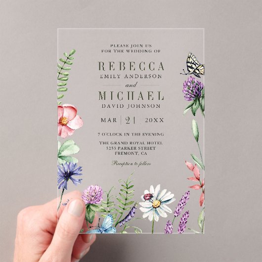Invitations En Acrylique Boho Wildflower Wedding (In situ (ordinateur de poche))