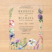 Invitations En Acrylique Boho Wildflower Wedding (Recto)
