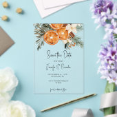 Invitations En Acrylique Boho Winter Greenery dry oranges Save the date (Insitu (Mariage))