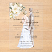 Invitations En Acrylique Boho with bride and groom wedding (Recto)