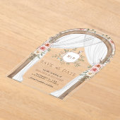 Invitations En Acrylique Bois Floral Monogramme Canopée Mariage Enregistrer (Poser)