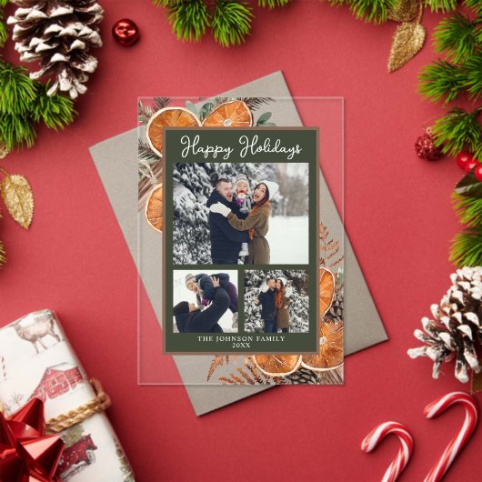 Invitations En Acrylique Bois rustique Trois vacances de Noël Photo (Insitu (vacances))