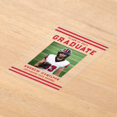 Invitations En Acrylique Bold Red Stripes Athletic Photo Graduation (Poser)