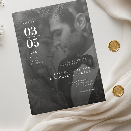 Invitations En Acrylique Bold Trending B&W-Photo Wedding