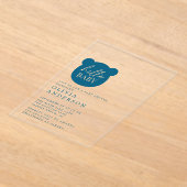 Invitations En Acrylique Bonjour Baby shower bébé ours (Poser)