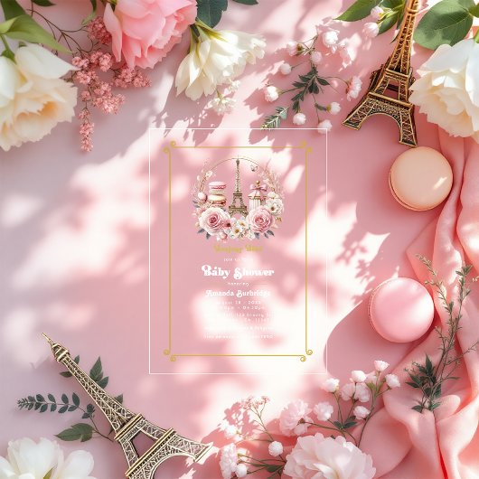 Invitations En Acrylique Bonjour Bébé Baby shower Chic Parisien