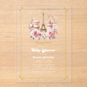 Invitations En Acrylique Bonjour Bébé Baby shower Chic Parisien (Recto)