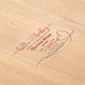 Invitations En Acrylique Bonjour Bébé Red Heart Baby shower minimal (Poser)