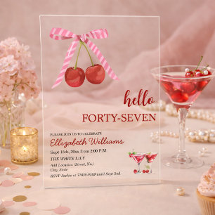 Invitations En Acrylique Bonjour Quarante-Sept Fête d'anniversaire Martini