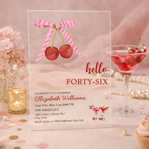 Invitations En Acrylique Bonjour Quarante Six Martini Cherry Anniversaire