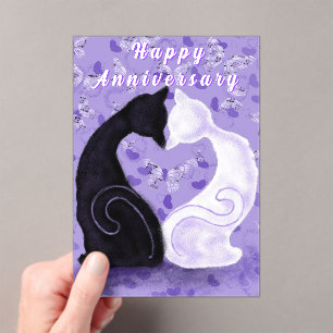 Invitations En Acrylique Bonne carte Anniversaire Couple Chat Amour Coeur