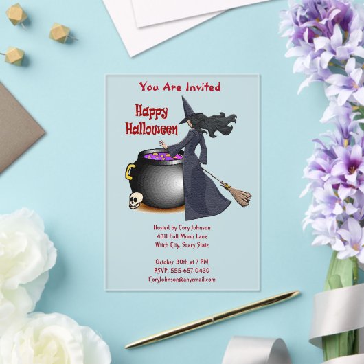 Invitations En Acrylique Bonne Sorcière et Halloween Cauldron (Insitu (Mariage))