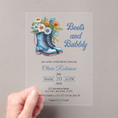 Invitations En Acrylique Boots & Bubbly Western Cowgirl Fête des mariées bl (In situ (ordinateur de poche))