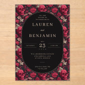 Invitations En Acrylique Bordeaux Gothic Paisley Wedding (Recto)