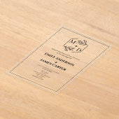 Invitations En Acrylique Bordure de mariage à monogramme botanique minimal (Poser)
