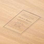 Invitations En Acrylique Bordure de script classique formel élégant mariage (Poser)