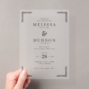 Invitations En Acrylique Bordures géométriques noires élégantes