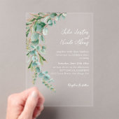 Invitations En Acrylique Botanical Eucalyptus Fall Leaf Wreath Wedding (In situ (ordinateur de poche))