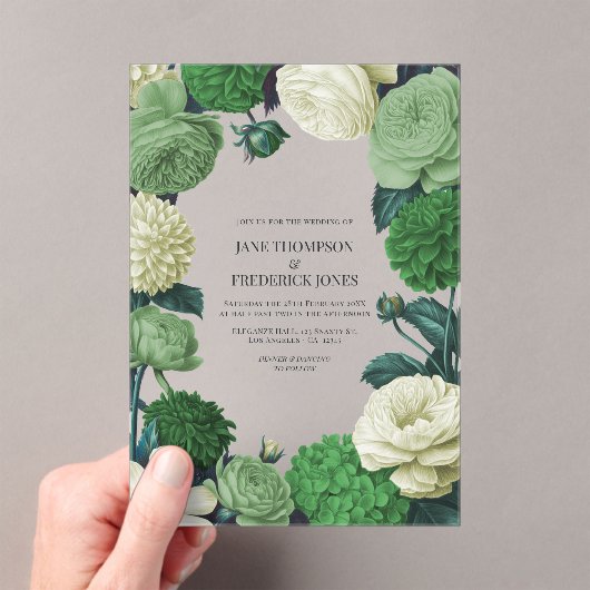 Invitations En Acrylique Botanical Green, Fern Shadow & Ivory Bud Wedding (In situ (ordinateur de poche))