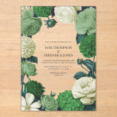 Invitations En Acrylique Botanical Green, Fern Shadow & Ivory Bud Wedding (Recto)