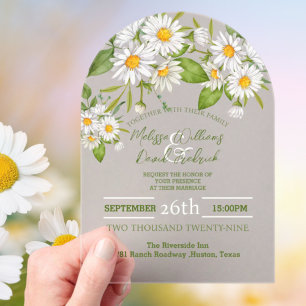 Invitations En Acrylique Botanique Pays Fleur sauvage Spring Daisy Mariage
