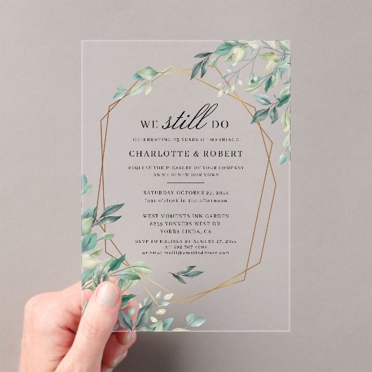 Invitations En Acrylique Botanique Vow renouveau Eucalyptus Mariage (In situ (ordinateur de poche))