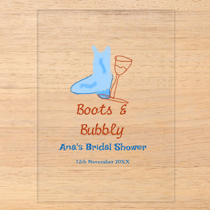 Invitations En Acrylique Bottes & bulle de champagne bouteille de brique do