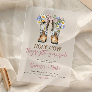 Invitations En Acrylique Bottes de fleurs occidentales et country Mariage r