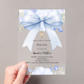 Invitations En Acrylique Boucles d'arc bleu garçon clair Baptême (In situ (ordinateur de poche))