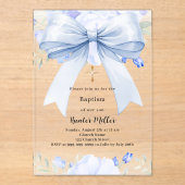 Invitations En Acrylique Boucles d'arc bleu garçon clair Baptême (Recto)