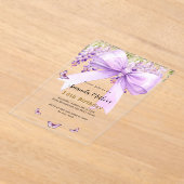 Invitations En Acrylique Boucles d'arc lavande papillons anniversaire clair (Poser)