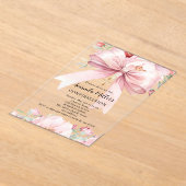 Invitations En Acrylique Boucles d'arc rose fille clair Confirmation (Poser)