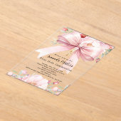 Invitations En Acrylique Boucles d'arc rose fille Première communion clair (Poser)