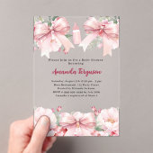 Invitations En Acrylique Boucles roses flores fille bouteille Baby shower c (In situ (ordinateur de poche))