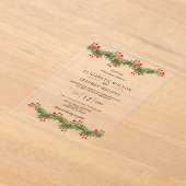 Invitations En Acrylique Boughs rustiques de Holly Mariage de Noël hiver en (Poser)