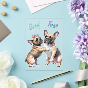 Invitations En Acrylique Bouledogue français amoureux Saint-Valentin